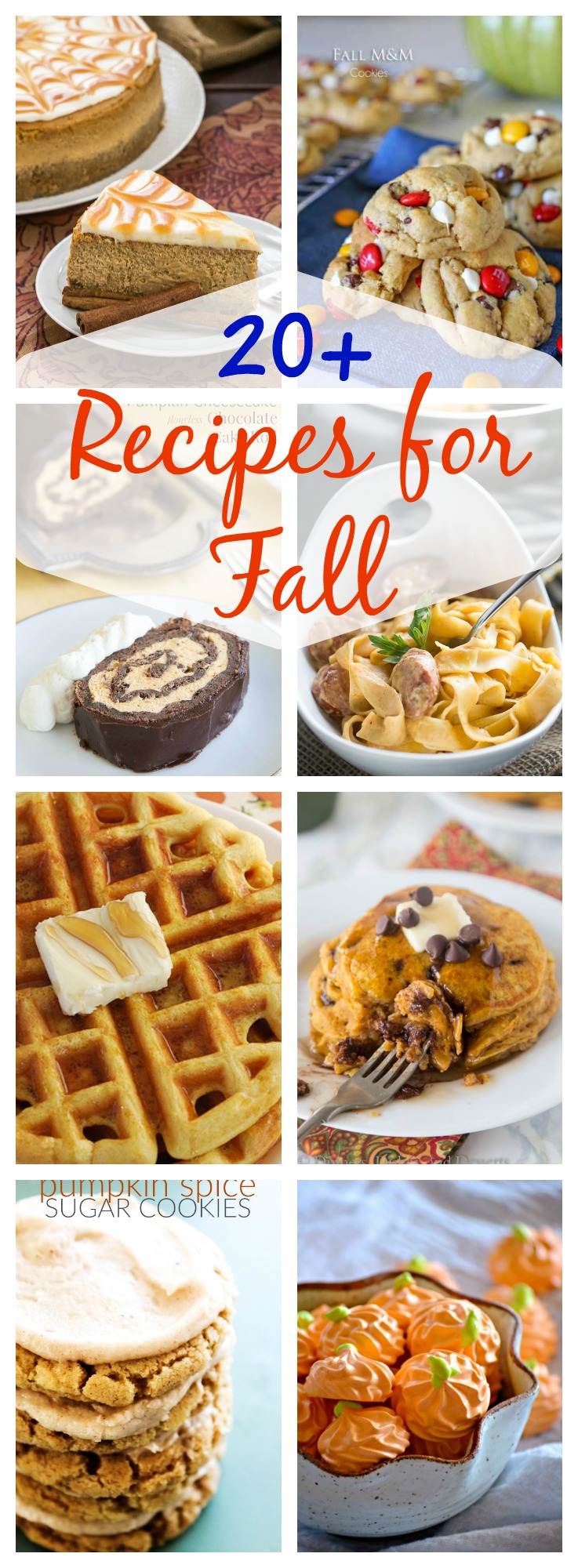 From waffles and pasta dishes to cakes and cookies, here are 20+ super amazing fall recipes for you to cozy up to! Add them to your menu plans ASAP!