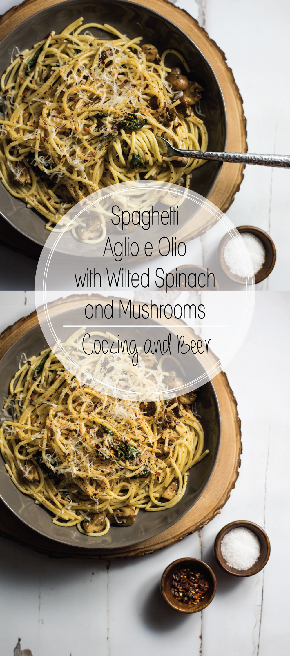 The sound of Spaghetti Aglio e Olio with Wilted Spinach and Mushrooms may sound intimidating, but this classic Italian dish with a twist, is super simple!