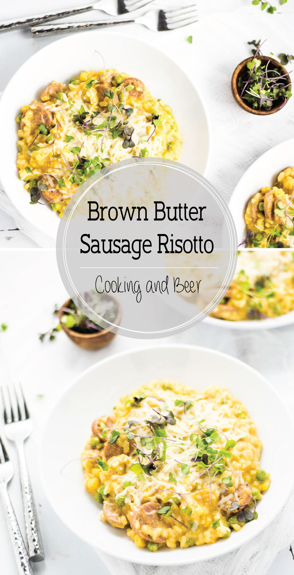 Brown Butter Sausage Risotto with Summer Vegetables is an elegant, yet simple dinner recipe full of comforting flavors!
