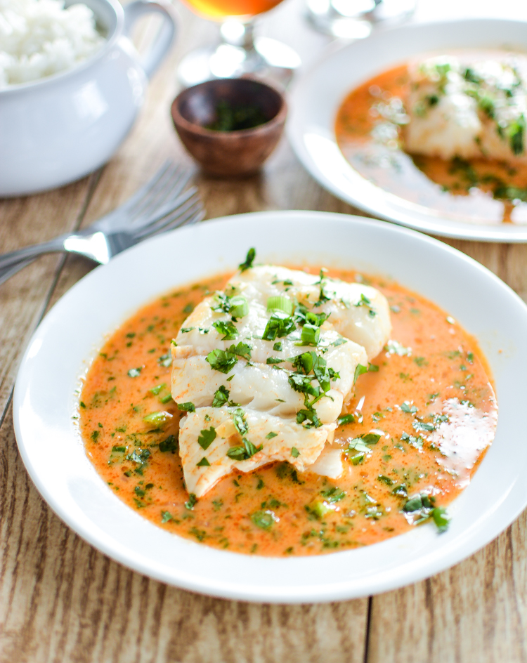 Poached Halibut in Tomato Curry Broth is a simple weeknight dinner recipe that the entire family can enjoy! #WildAlaskaSeafood #CleverGirls | www.cookingandbeer.com