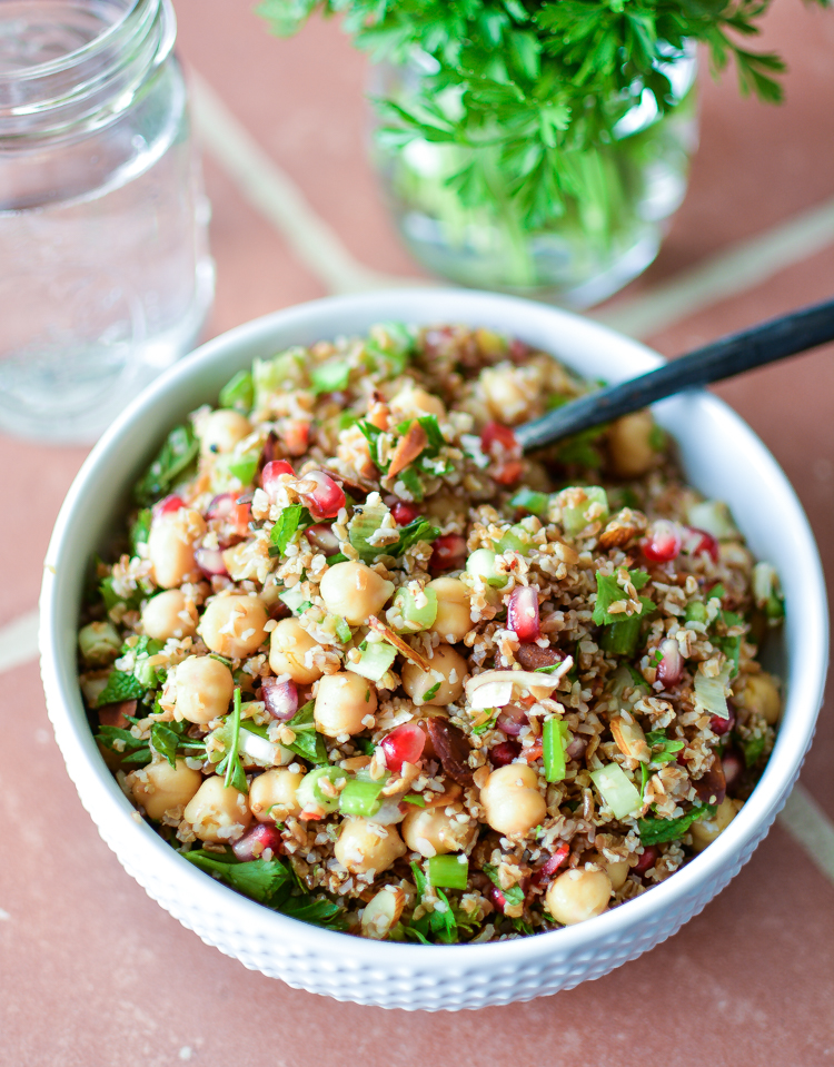 Bulgur Salad with Chickpeas, Pomegranate Seeds and AlmondsCooking and Beer