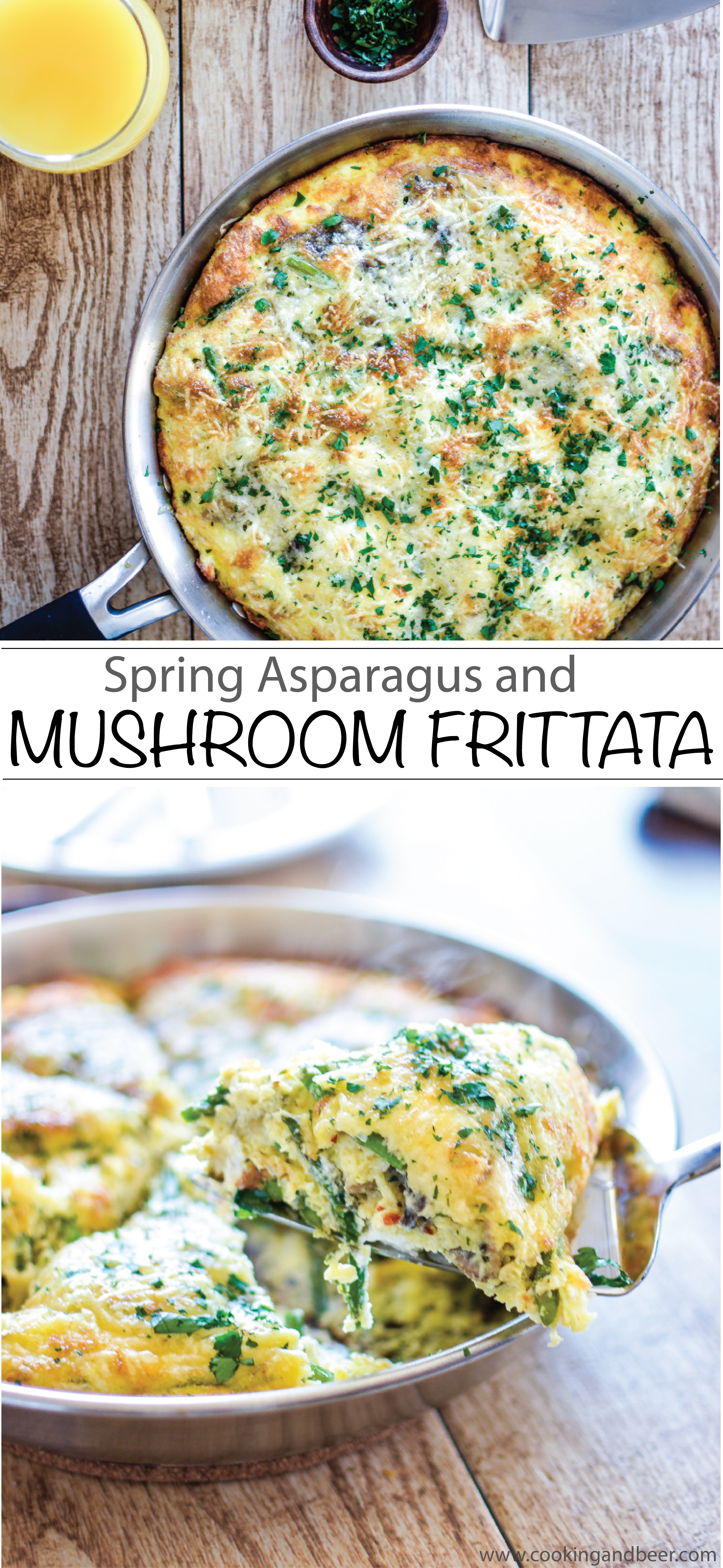 Spring Asparagus and Mushroom Frittata Recipe: a must-have for this year's Easter brunch menu! | www.cookingandbeer.com