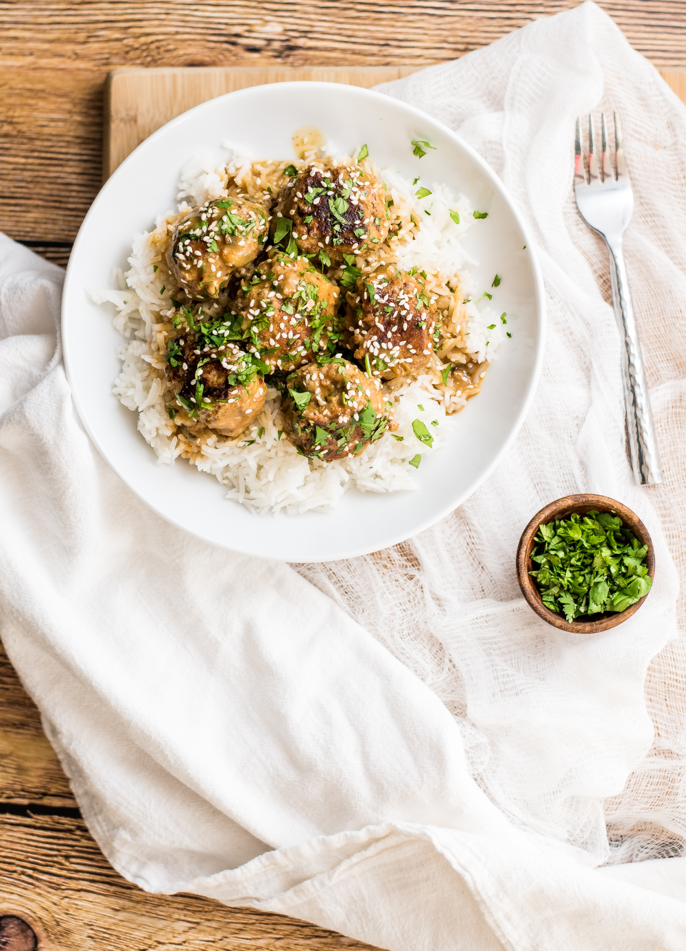 One pan turkey zucchini meatballs in Bangkok peanut sauce™ is the perfect weeknight meal. It is popping with texture and doesn't lack in flavor thanks to House of Tsang's Bangkok Peanut Sauce™!
