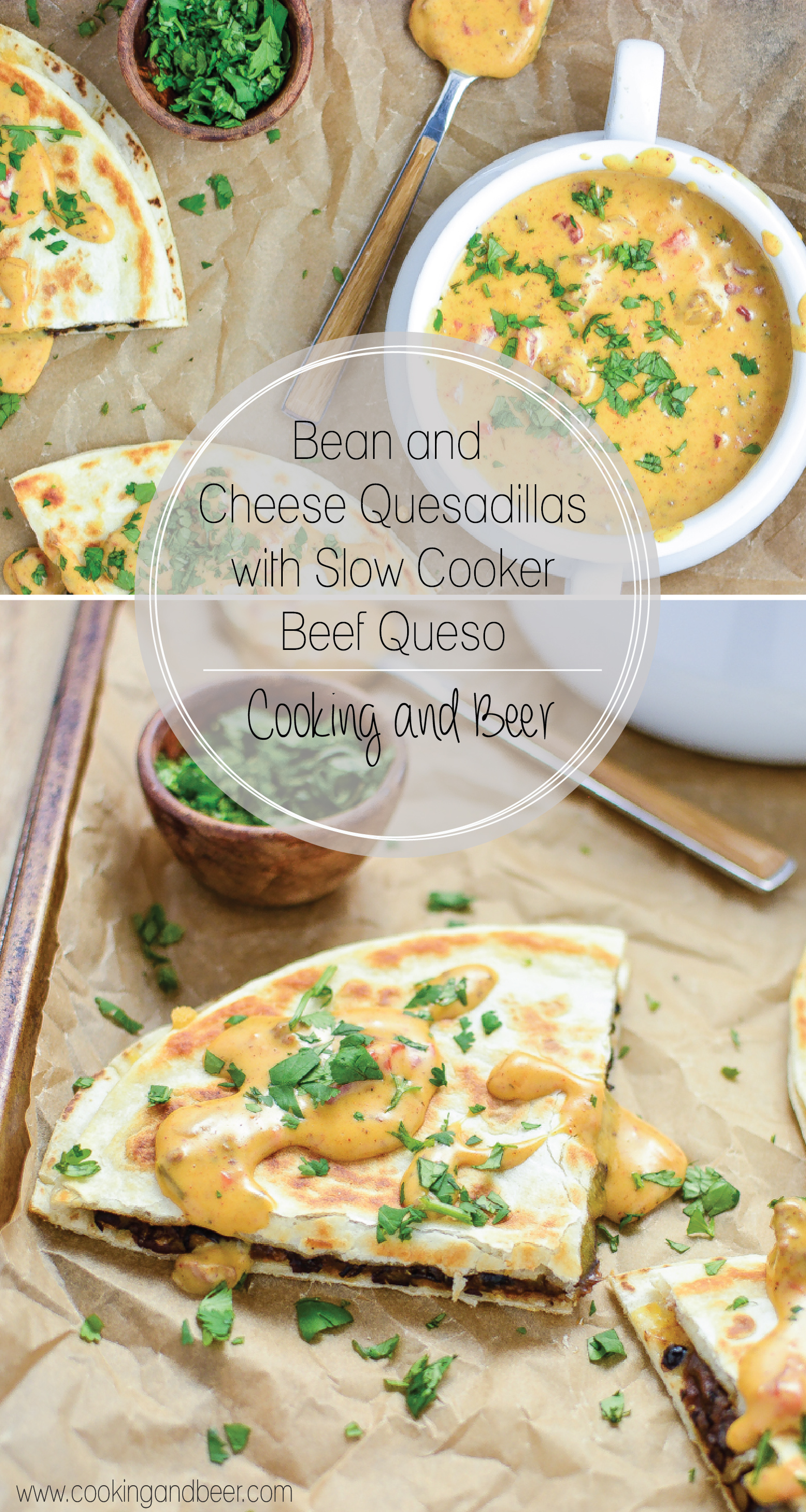 Bean and Cheese Quesadillas with Beef Queso are the perfect appetizer for game day or weeknight dinner recipe!
