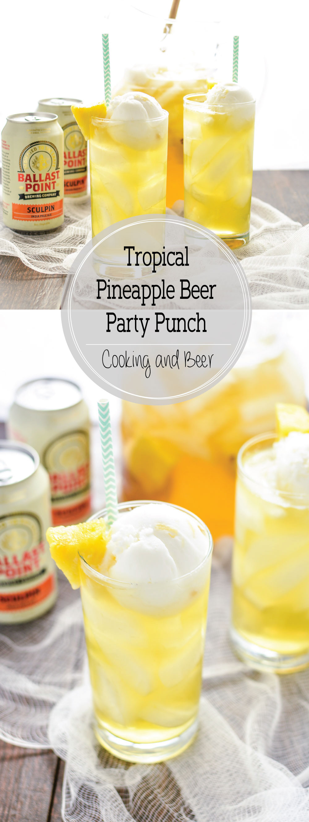 Tropical Pineapple Beer Party Punch is the perfect drink to serve at your next summer party, picnic, or barbecue!