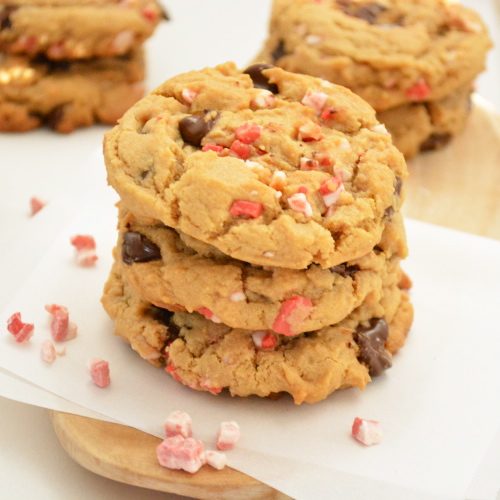 peppermint and biscoff chocolate chip cookies