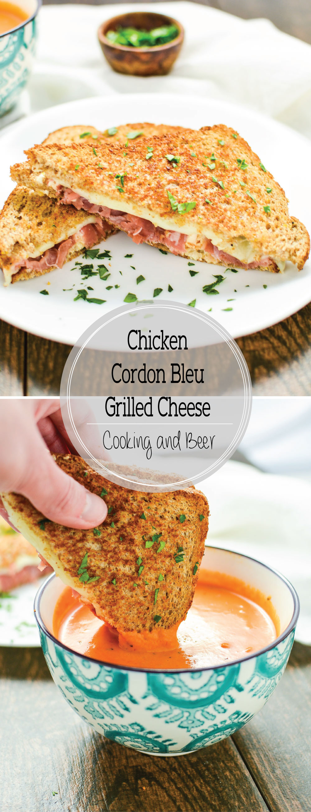 Grilled cheese is taken to the next level with this chicken cordon bleu grilled cheese!