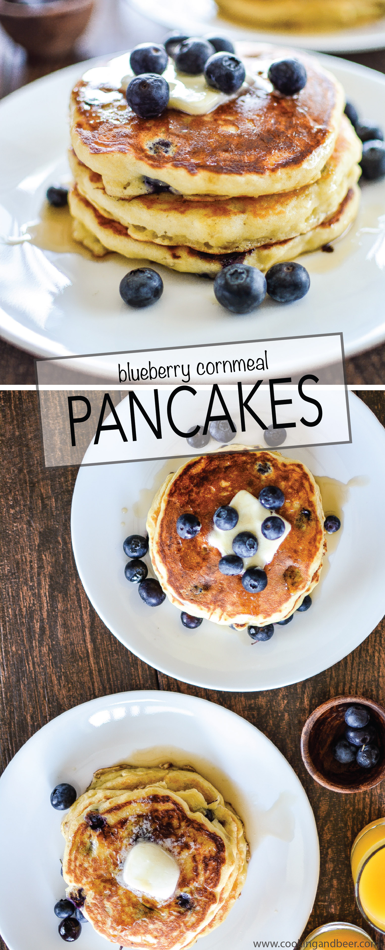 Blueberry Cornmeal Pancakes: a fun spin on a breakfast classic that has a little more texture and a lot more flavor! | www.cookingandbeer.com