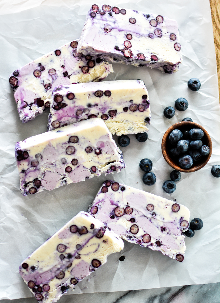 Vanilla Frozen Yogurt and Blueberry Terrine is the dessert recipe you NEED to serve this summer! | www.cookingandbeer.com