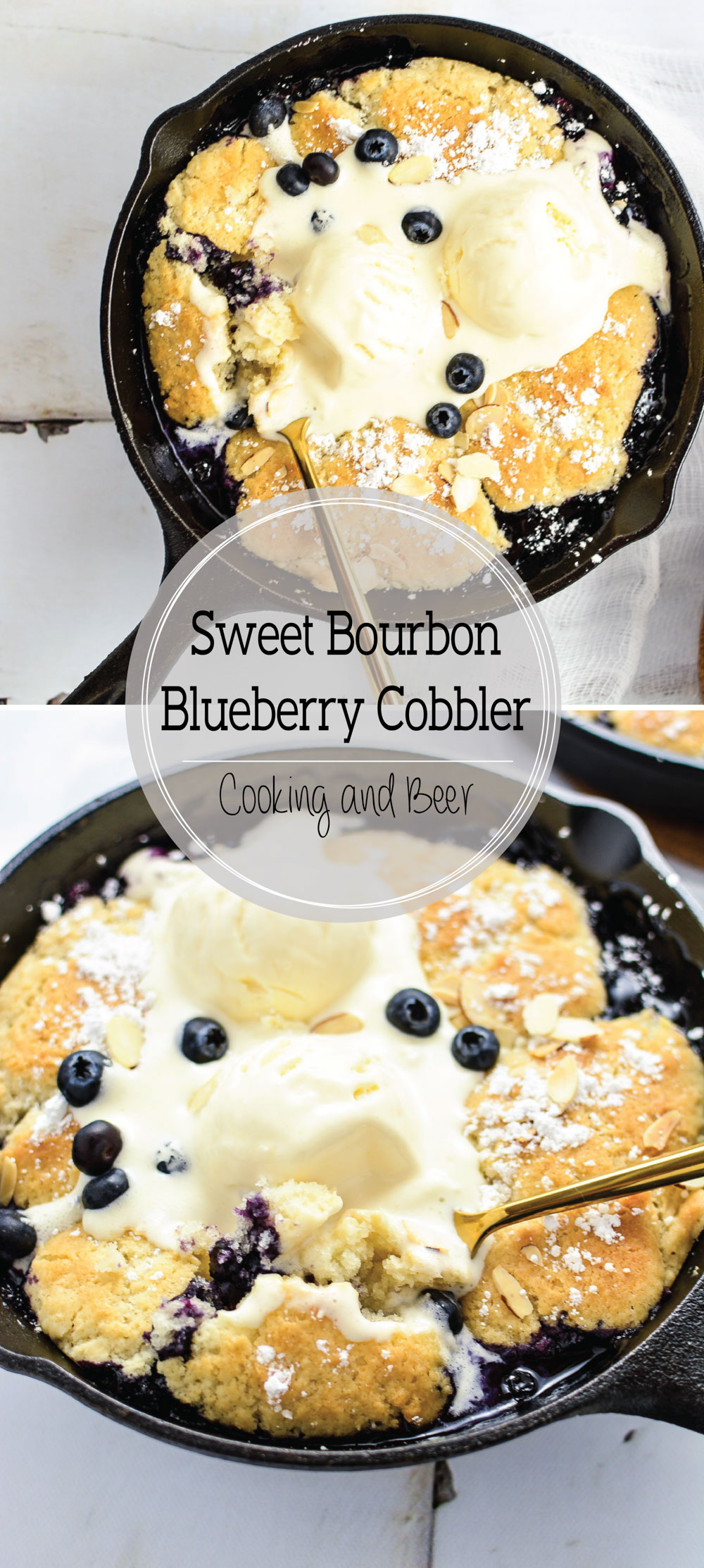 Sweet Bourbon Blueberry Cobbler is a must-have dessert recipe for the summertime that has a hint of bourbon sweetness and a burst of blueberry tartness!