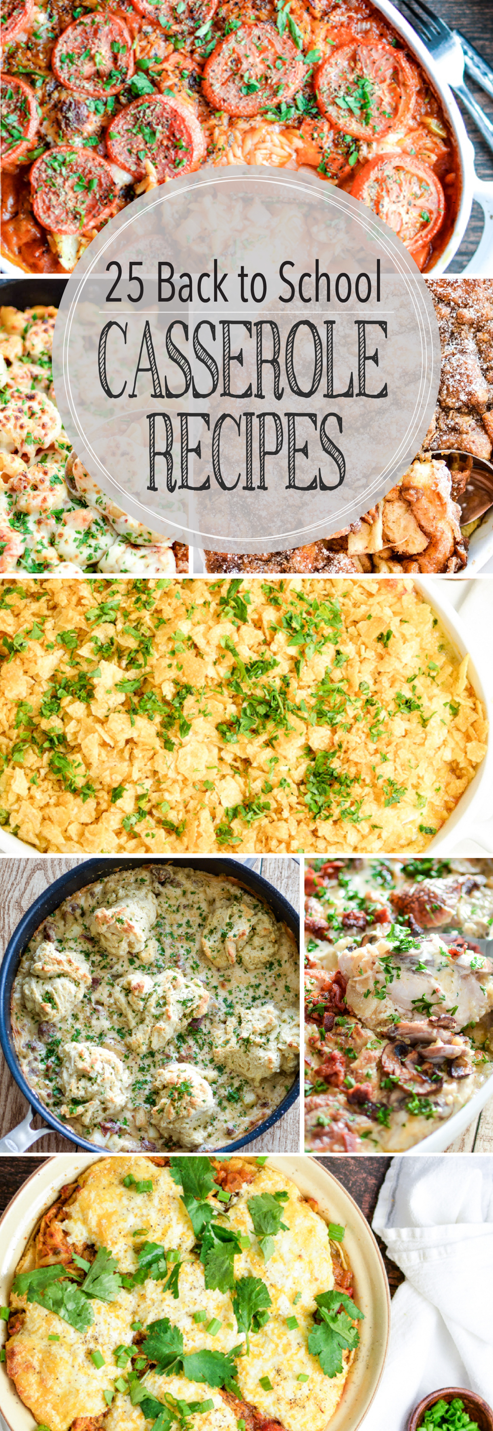 From chicken to french toast and butternut squash to artichokes, here are 25 casserole recipes for back to school or easy meal planning! Add them to your menu plans ASAP!