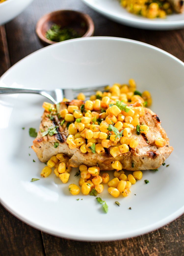 Grilled Buttermilk Boneless Pork Chops with Spicy Corn Relish is a recipe that's the perfect addition to your summer barbecues! | www.cookingandbeer.com