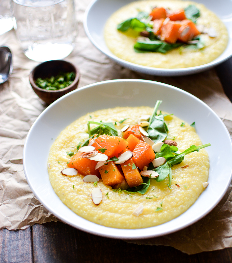 Butternut Squash and Cheesy Buckwheat Polenta: a fall spin on a classic dinner recipe that incorporates buckwheat!