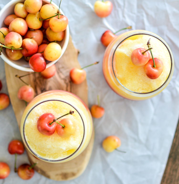 Rainier Cherry and Orange Campari Cocktails: a frozen cocktail recipe that's perfect for those warm summer nights! | www.cookingandbeer.com