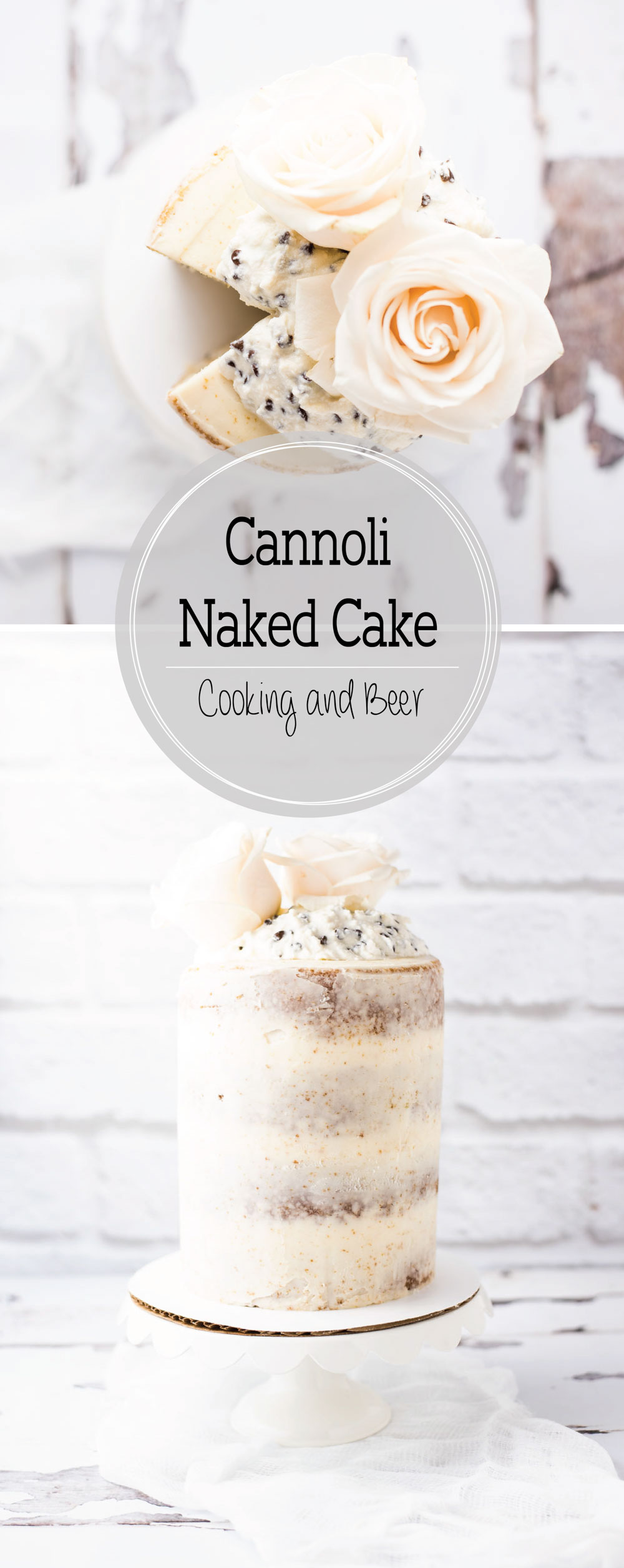 Cannoli Naked Cake is a layered vanilla cake filled with cannoli cream and frosted with vanilla buttercream. It is perfect for the cannoli lover!