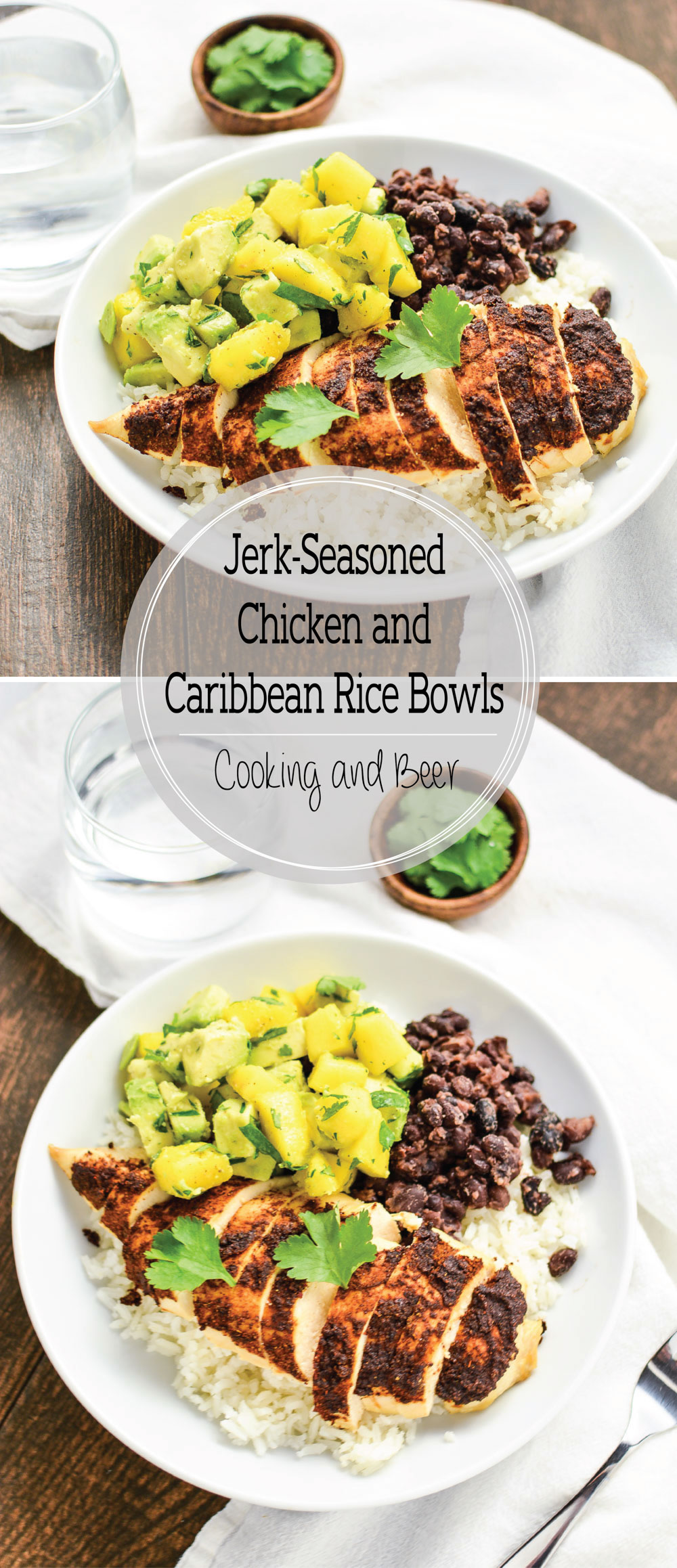 Jerk-Seasoned Chicken and Caribbean Rice Bowls is a light, yet hearty weeknight dinner recipe that's perfect for the whole family!