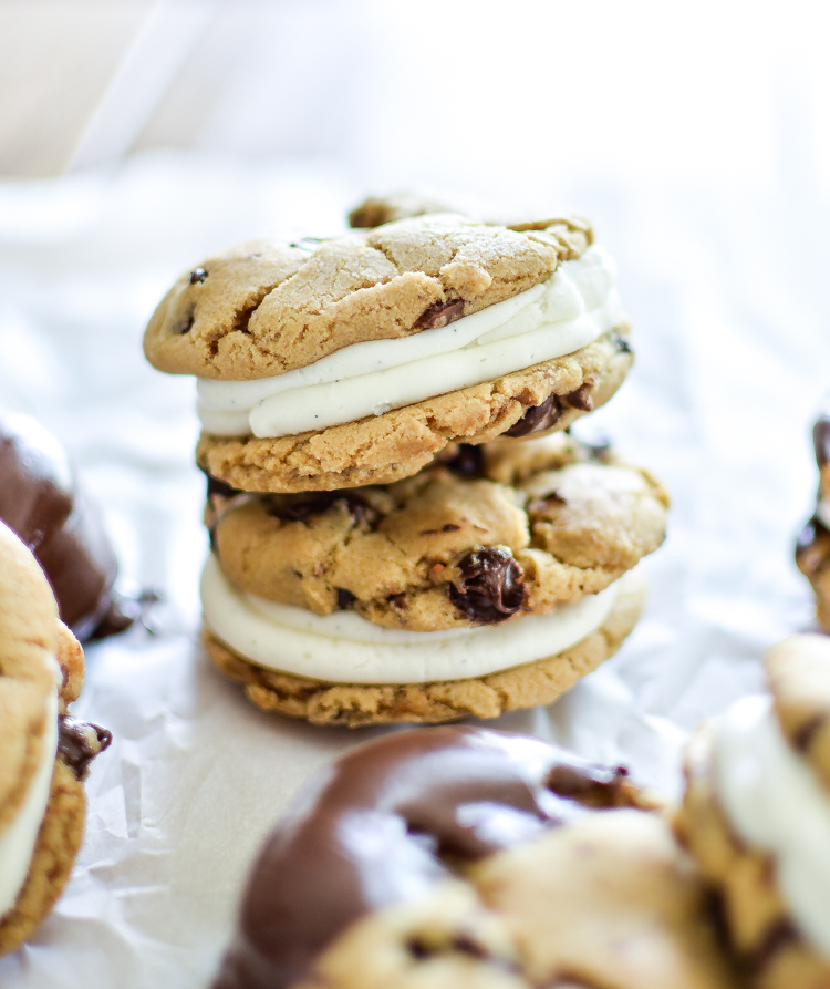 Fig and Chocolate Chip Cookie Sandwiches with Vanilla Bean Buttercream are a fun twist on a dessert classic! | www.cookingandbeer.com