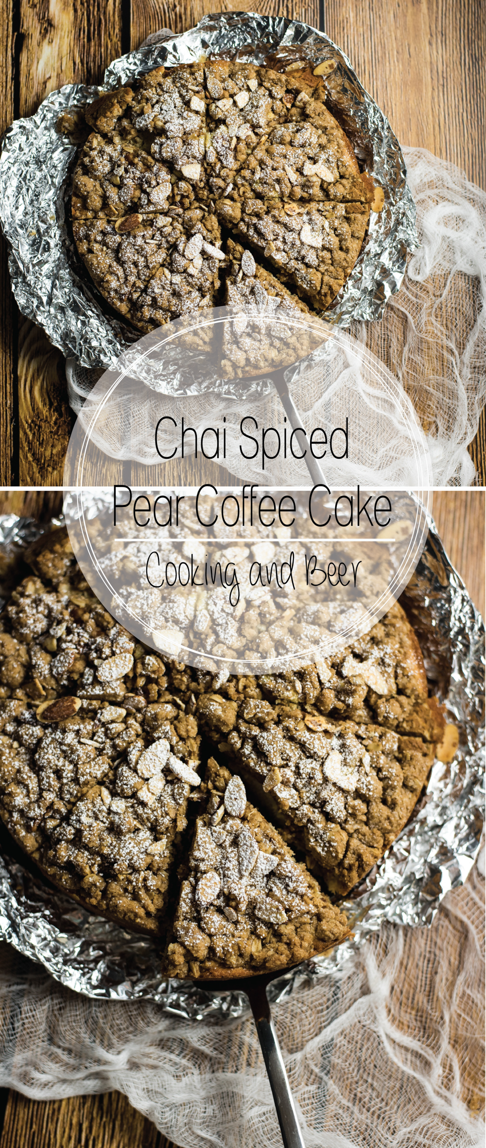 Chai Spiced Pear Coffee Cake is the perfect fall breakfast or dessert recipe. It is loaded with chai spices and topped with a crumbly cinnamon topping!