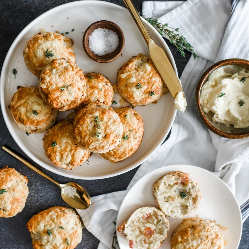Bacon and Cheddar Scones with Cultured Butter