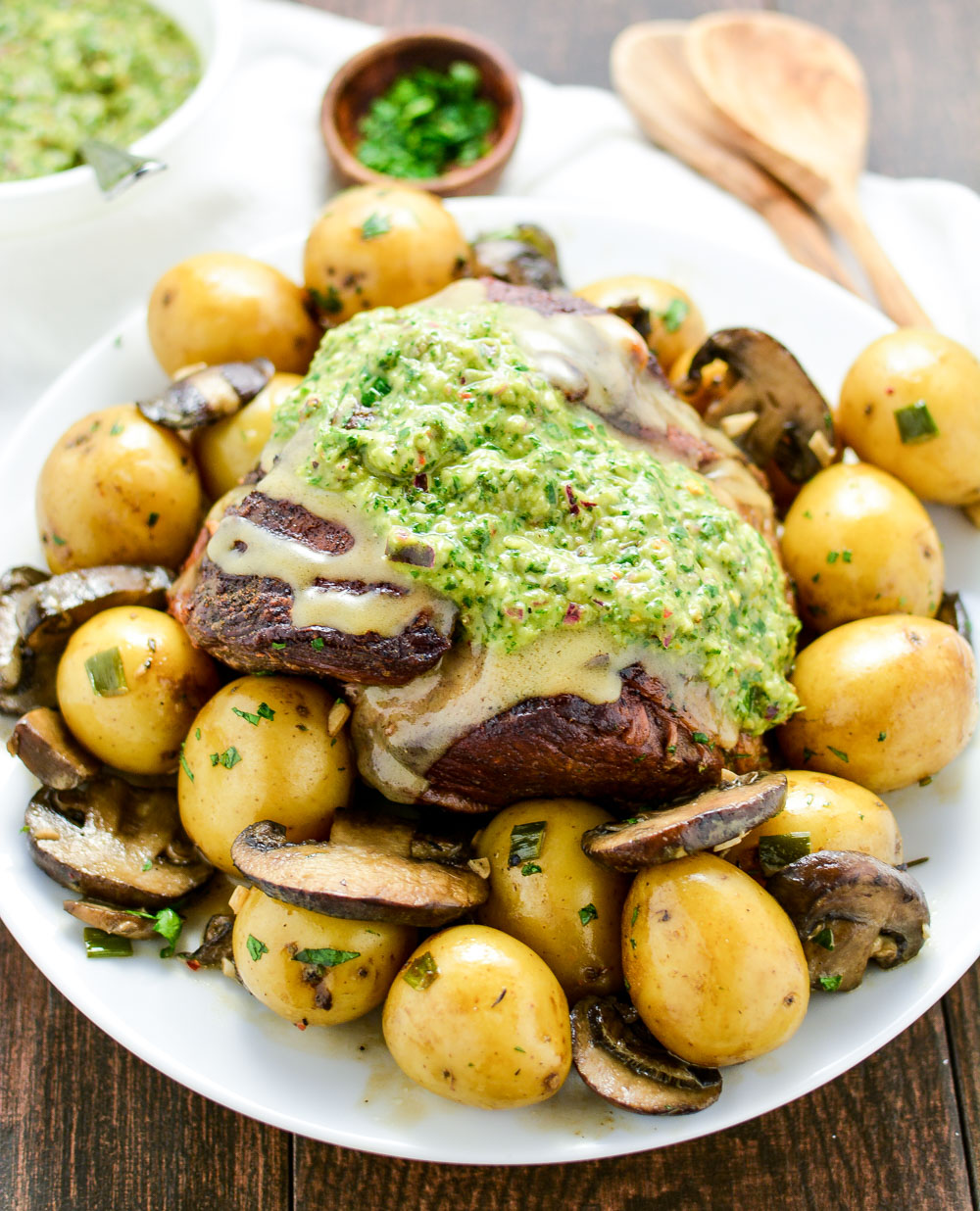 Braised Leg of Lamb with Chimichurri is a comforting and hearty dinner recipe!