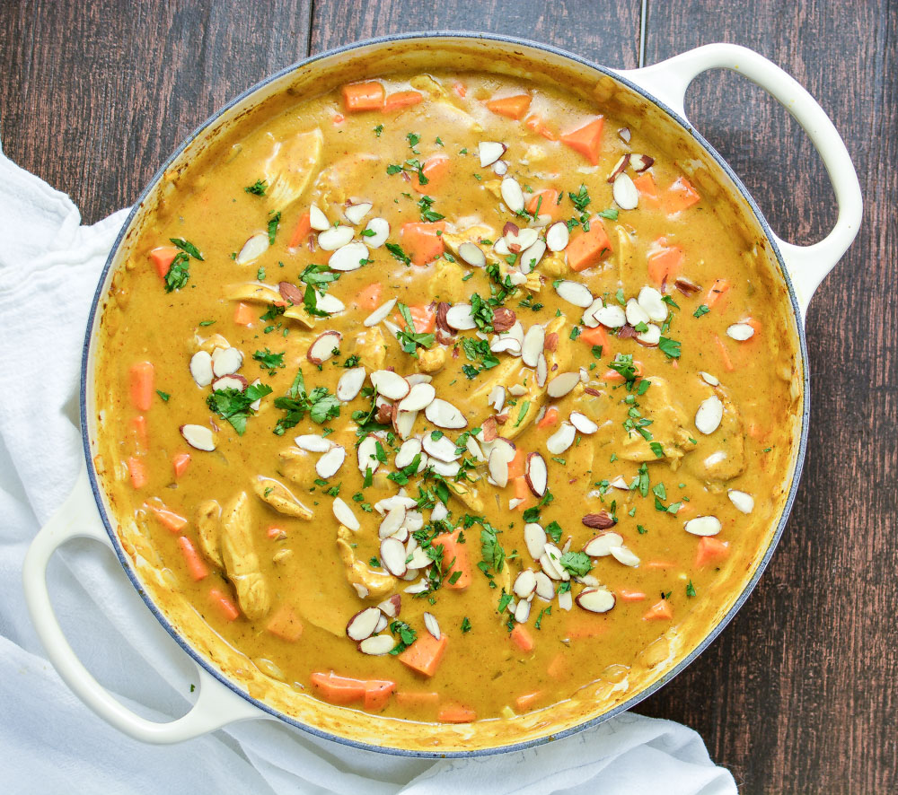 Almond Chicken and Sweet Potato Curry - a quick and simple dinner option that's ready in under an hour!