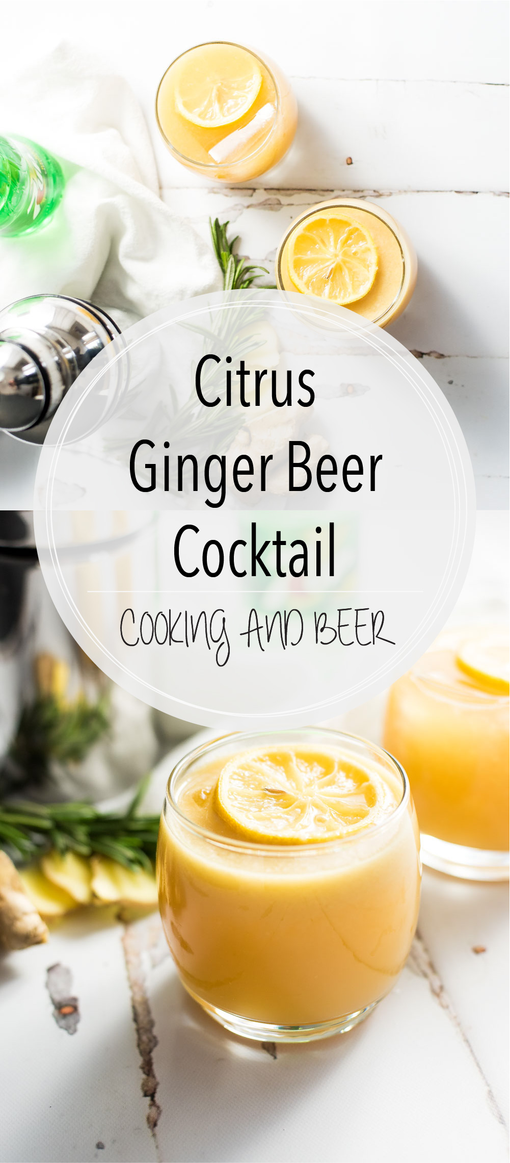 Citrus ginger beer cocktail with candied lemon slices is the perfect drink using 7UP®, fresh ginger, and freshly squeezed orange juice! It is kicked up a notch with both bourbon and pale ale beer creating a flavor explosion!