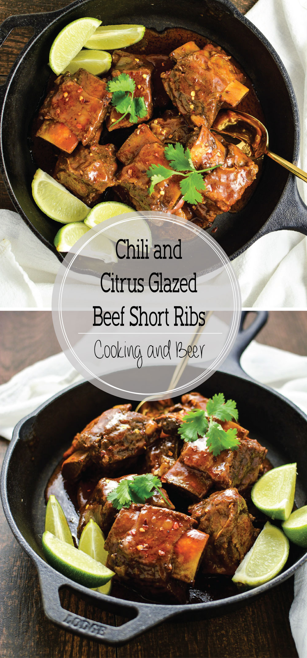 Citrus and Chili Braised Beef Short Ribs are tender, spicy and so full of deliciousness. They are the perfect Sunday supper recipe!