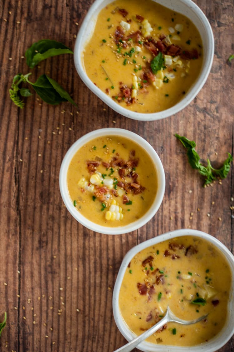 Spicy Chipotle Corn Chowder with Bacon