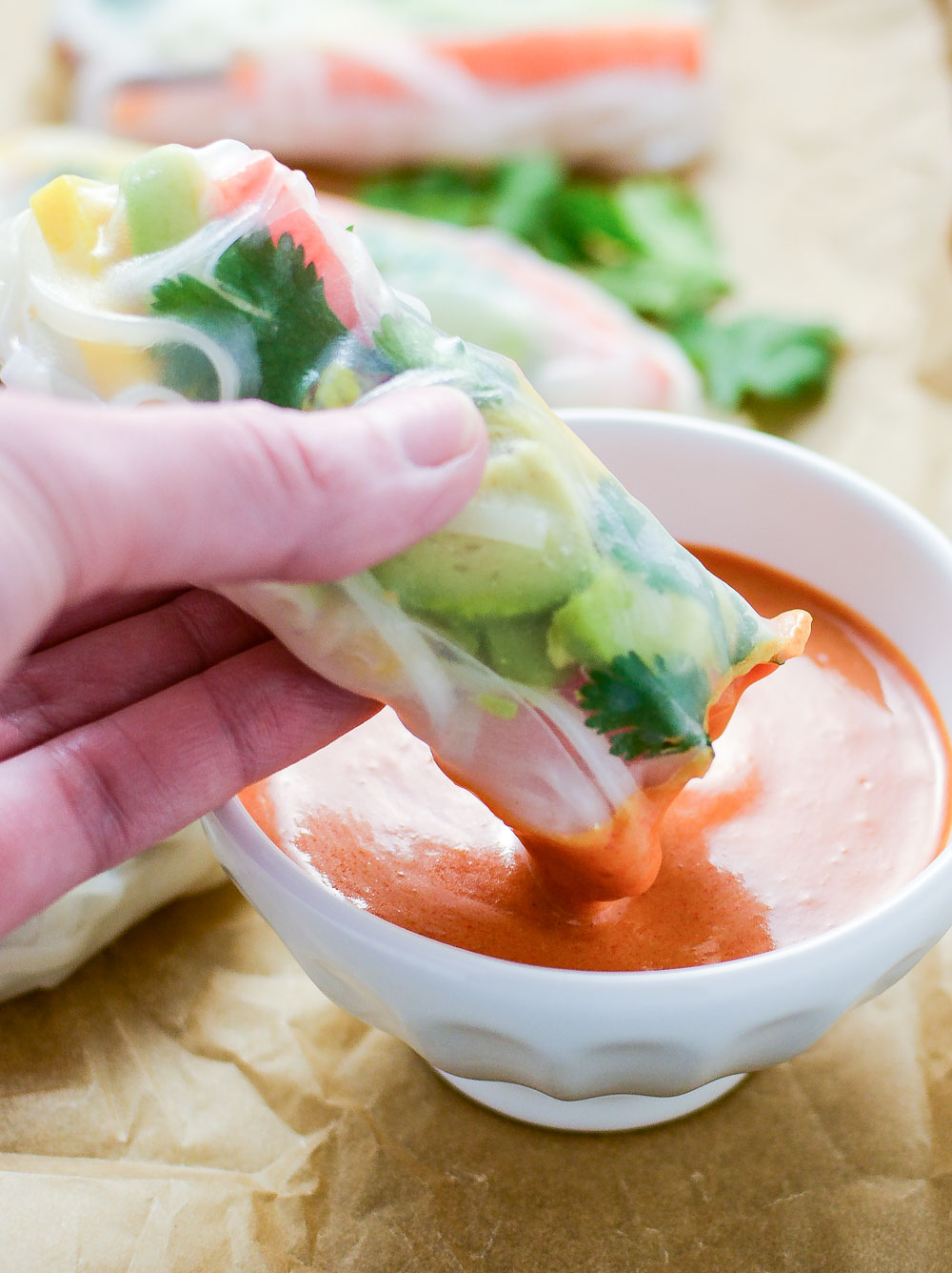 Tropical Crispy Chicken Summer Rolls are a bright and cheerful spring or summer recipe!