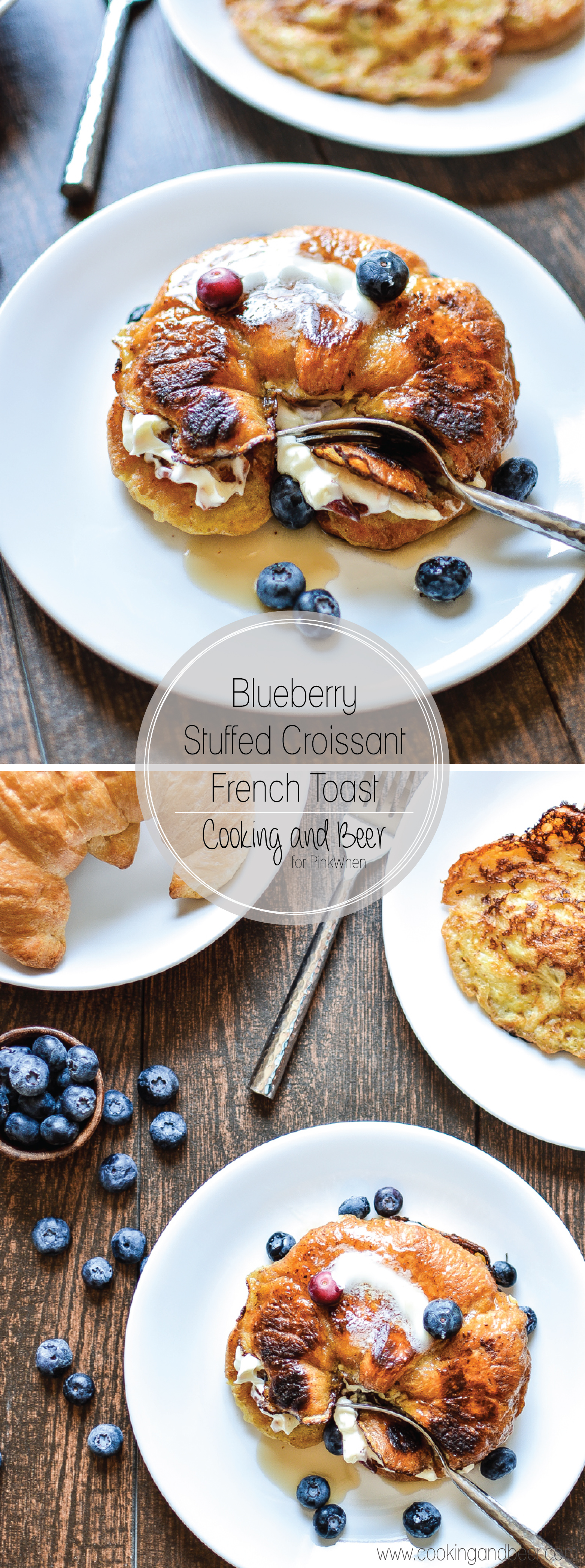 Blueberry Stuffed Croissant French Toast with Bacon: a weekend brunch indulgence that you've got to try! | www.cookingandbeer.com