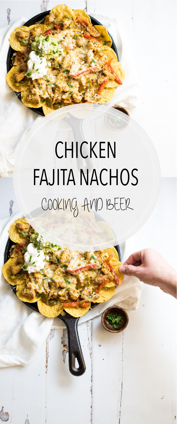 You can quickly elevate nachos with a few simple ingredient substitutions. These chicken fajita nachos are perfect for game day and are the perfect bites!