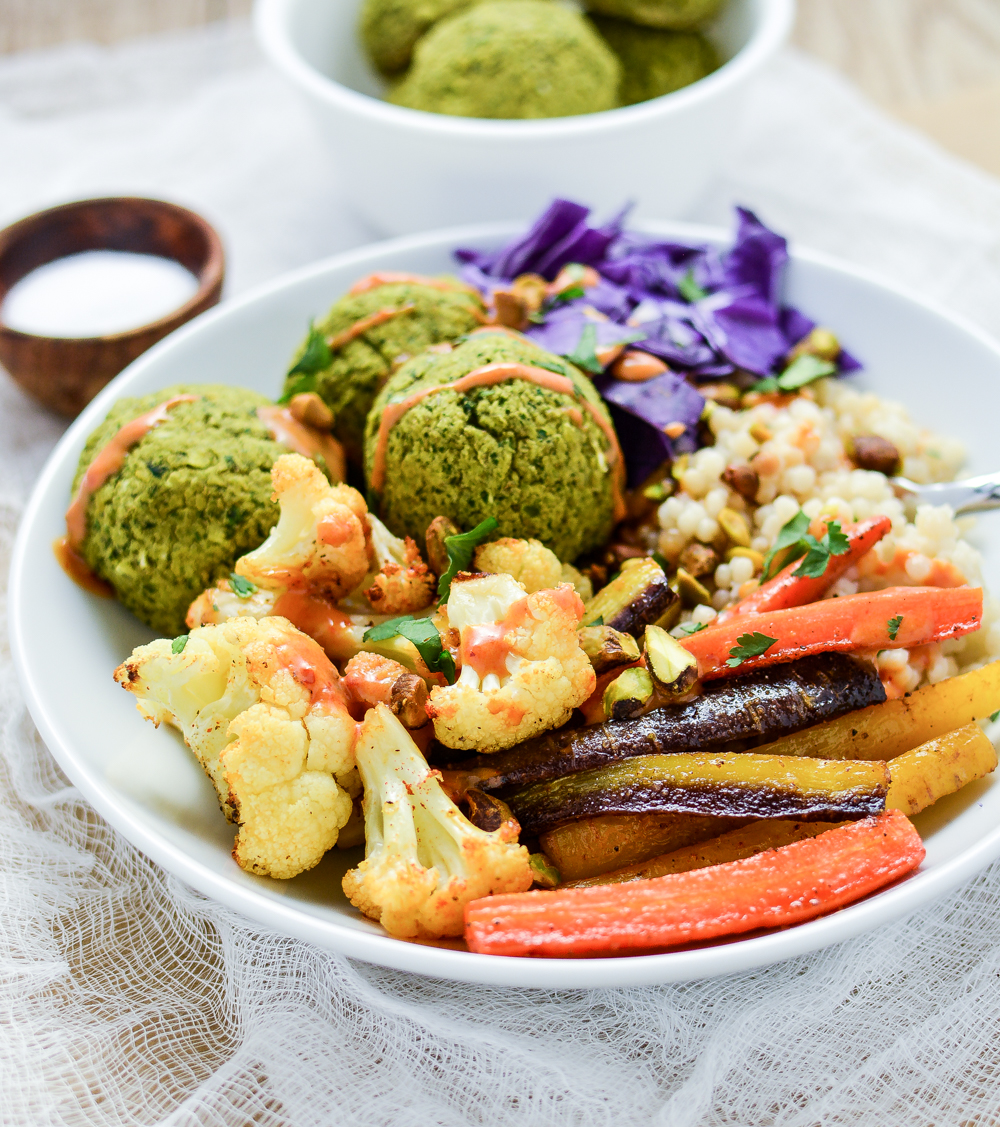 Baked Falafel Couscous Bowls