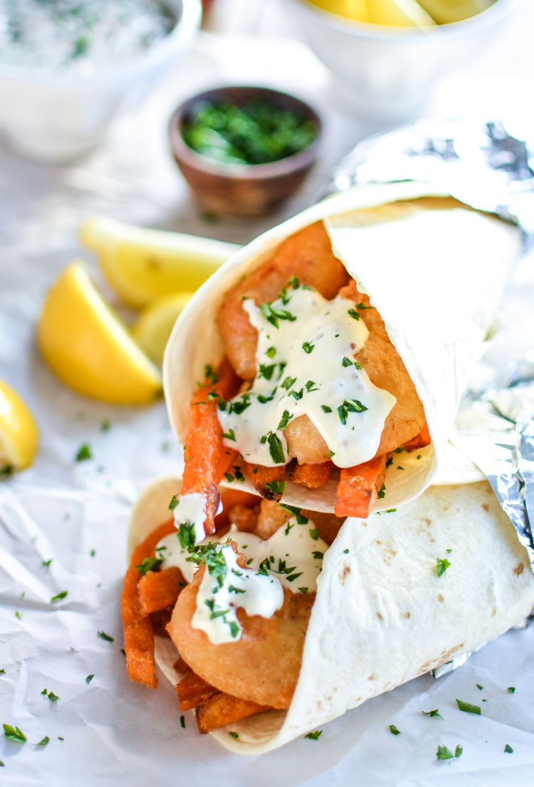 Fish and Chips Tacos with Sweet Potato 