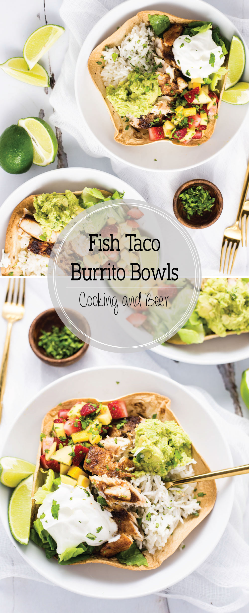 Grilled Fish Taco Burrito Bowls are the perfect weeknight meal. They are a fun twist on Taco Tuesday!