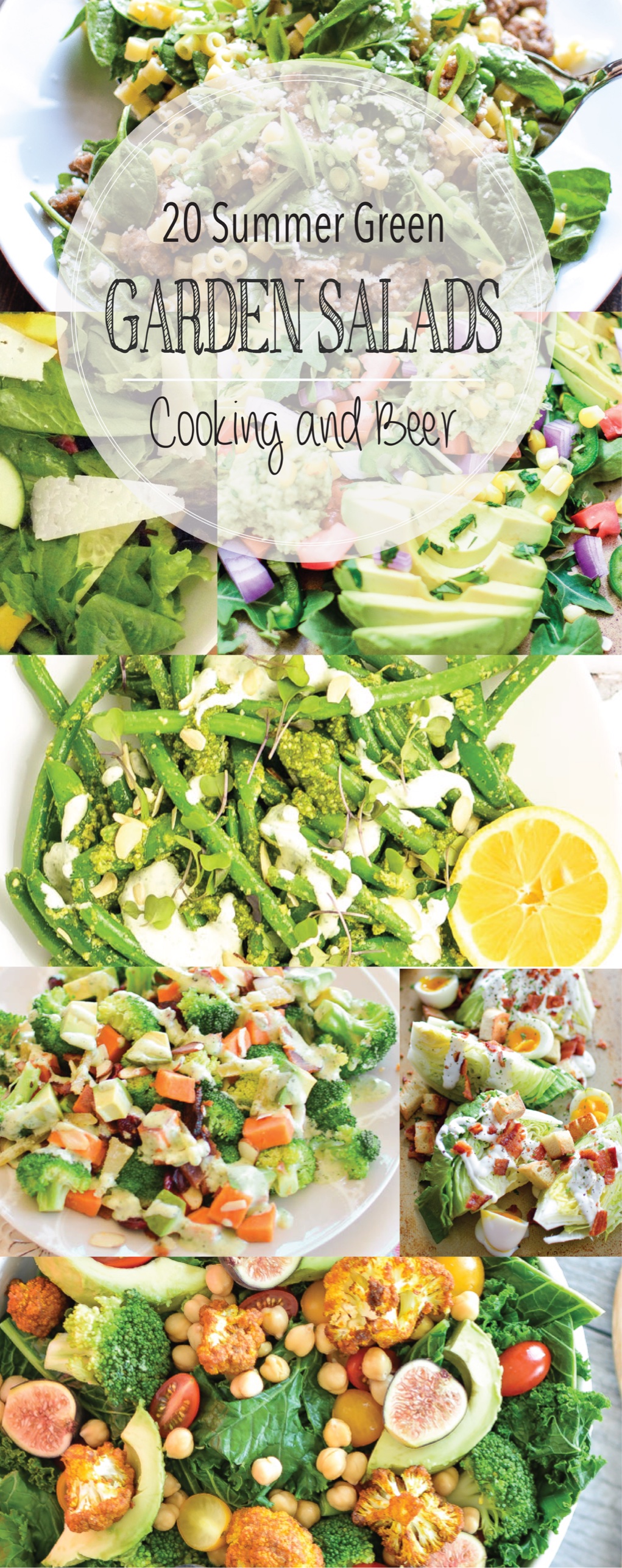 From steak to green beans and from cauliflower to kale, here are 20 summer green garden salads! Add them to your menu plans ASAP!
