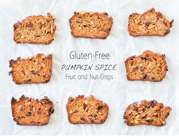 gluten-free pumpkin spice fruit and nut crisps (dairy-free option available)