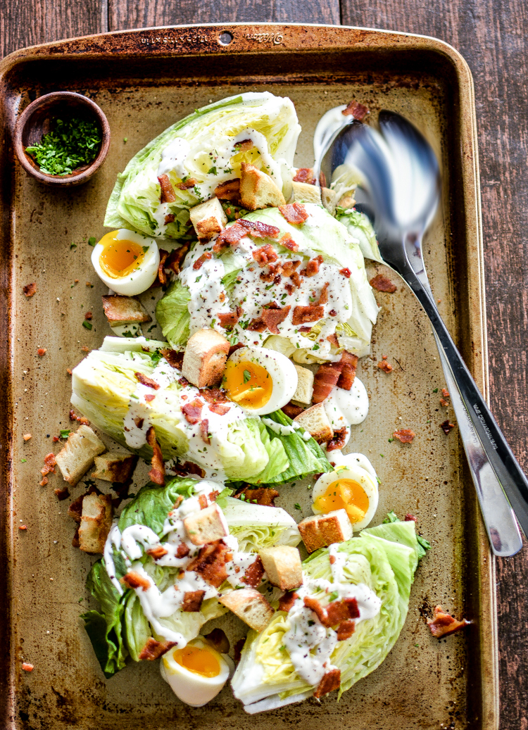 Iceberg Wedge Salads with Grilled Bacon is a recipe to feed a hungry crowd! It packs a lot of flavor and a crisp freshness! | www.cookingandbeer.com