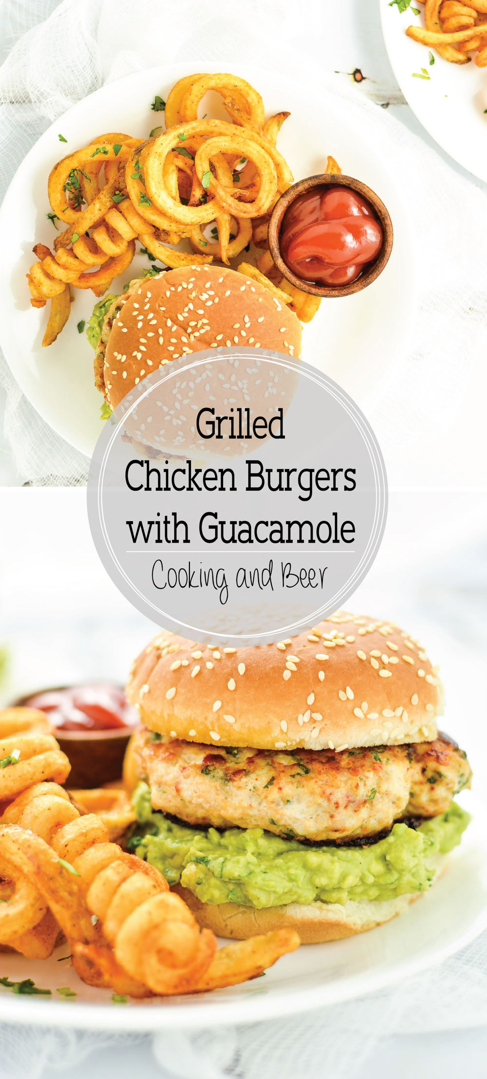 Grilled Chicken Burgers with Guacamole are a fun summer picnic recipe packed with bold flavors and a ton of texture!