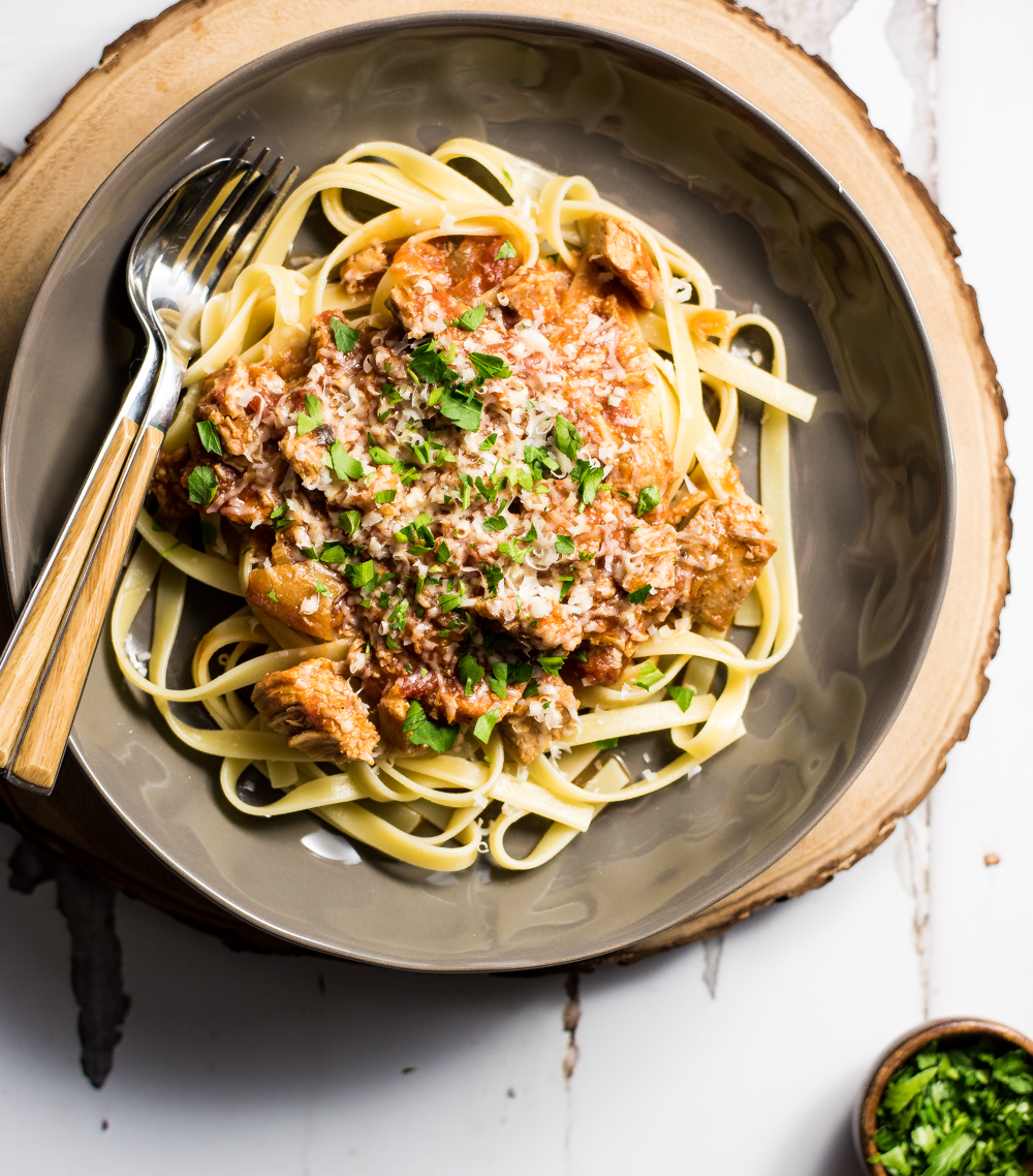 Looking for a way to use up that leftover holiday ham? This leftover ham ragu with pork roast added is the perfect recipe for such an occasion!