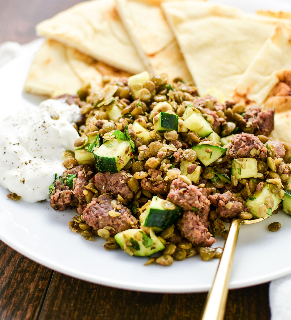 Spicy Lamb and Lentil Salad is the perfect appetizer or side dish recipe. It is full of texture, flavor and nutrients!