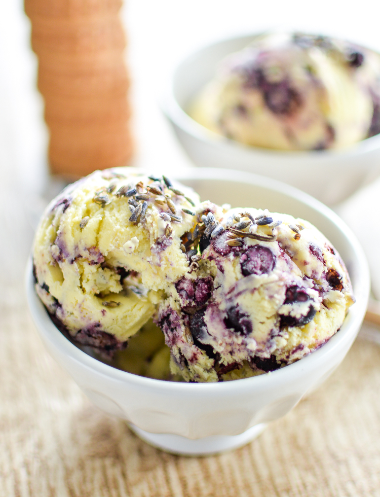 Lavender Blueberry Honey Ice Cream, made with lavender essential oil, is a delicious and refreshing way to celebrate summer! | www.cookingandbeer.com