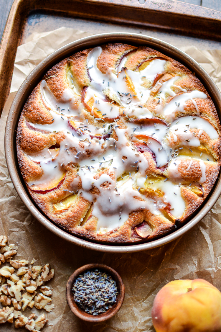 Lavender, Peach Cake with Walnuts: an ode to the end of summer/beginning of fall!