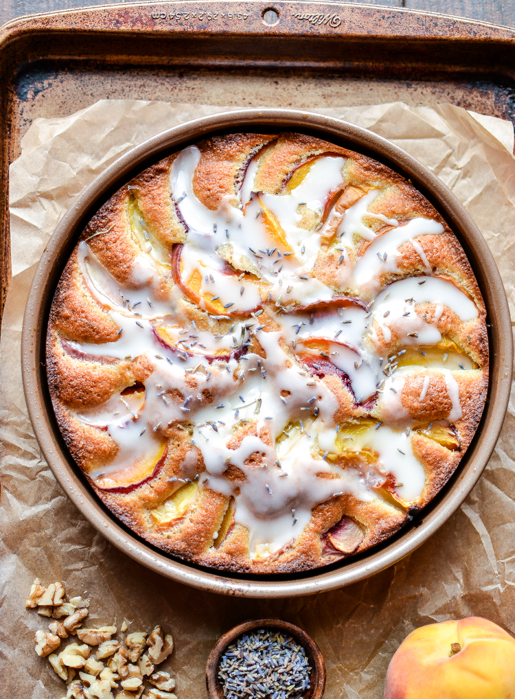 Lavender, Peach Cake with Walnuts: an ode to the end of summer/beginning of fall!