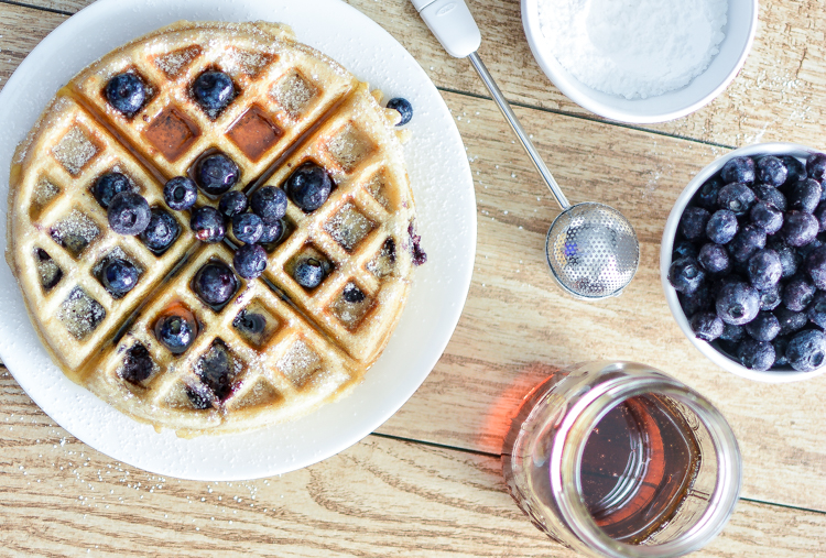 These (Meyer) Lemon and Blueberry Waffles are the perfect recipe for breakfast, brunch or breakfast for dinner! | www.cookingandbeer.com