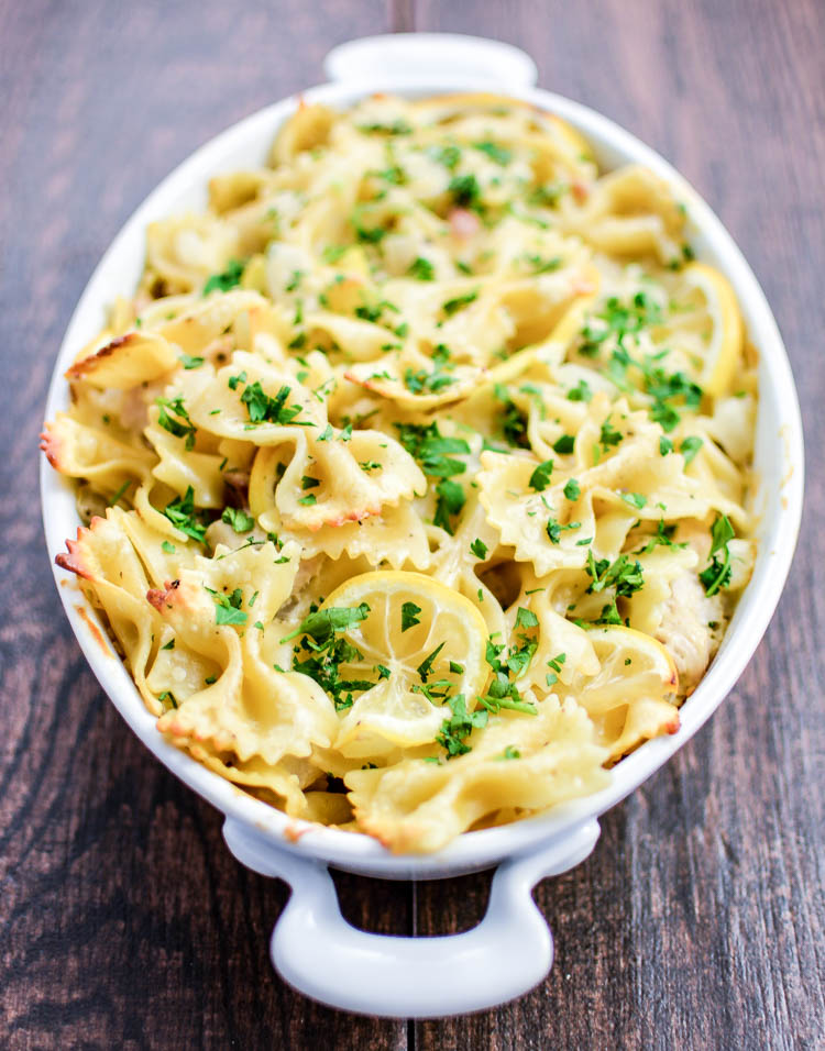 Lemon Chicken Pasta Bake is the perfect casserole for dinner! | www.cookingandbeer.com