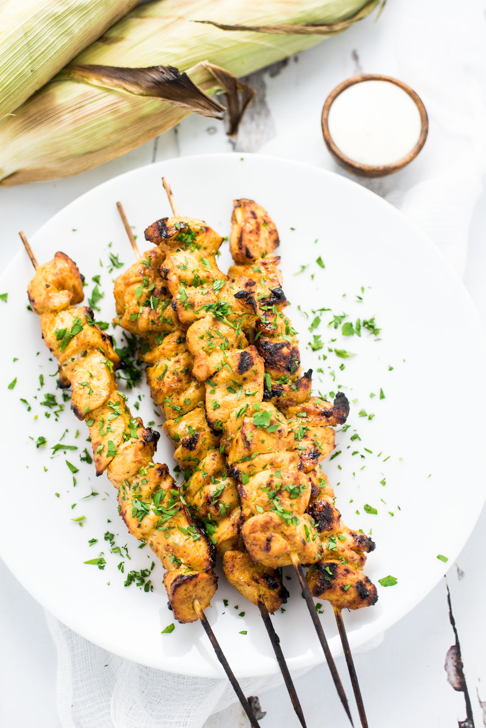 Grilled Mango Curry Chicken Skewers are an upscale outdoor weeknight or weekend dinner recipe! They are great in tacos, on salads, or all by themselves!