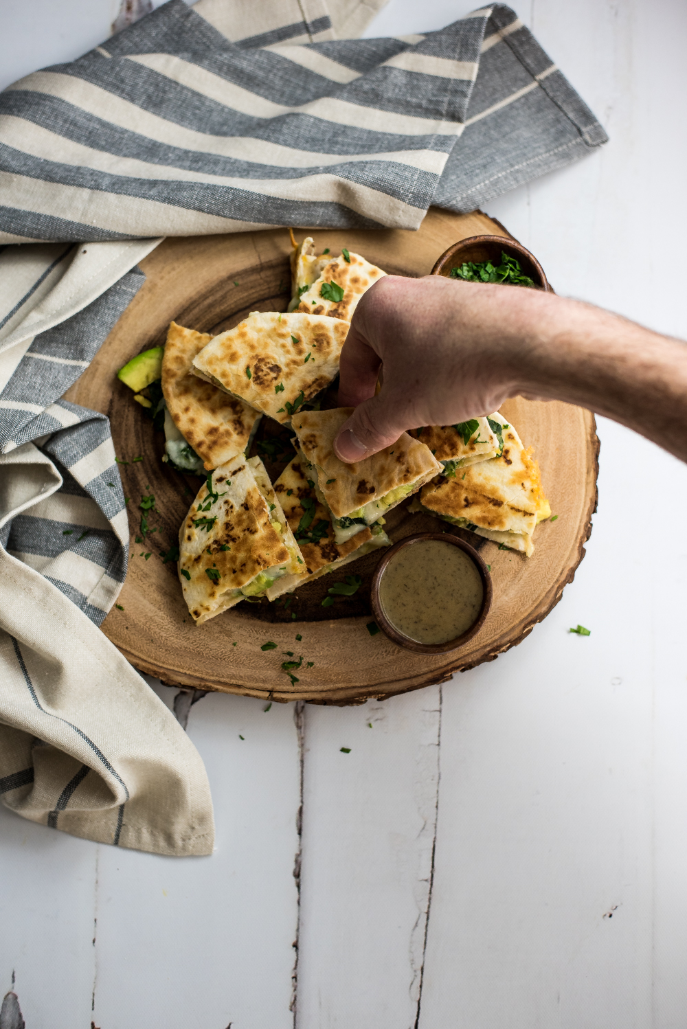 Mini Spinach and Shrimp Quesadillas with Avocado are the perfect after school, after work, or late night snack! They are super simple, quick, and delicious!