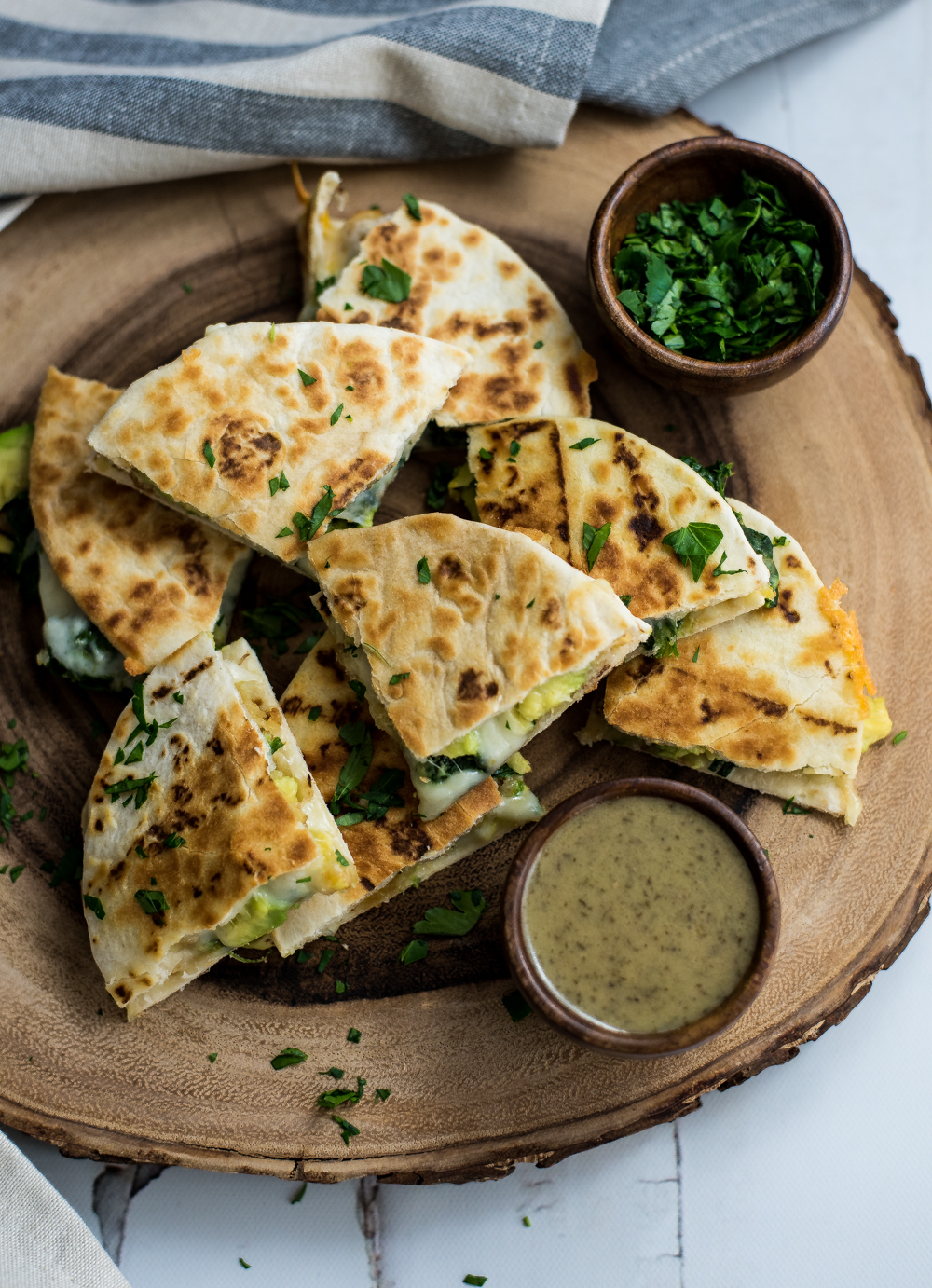 Mini Spinach and Shrimp Quesadillas with Avocado are the perfect after school, after work, or late night snack! They are super simple, quick, and delicious!