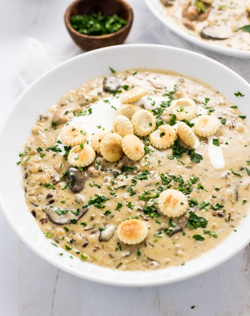 Cream of Mushroom, Wild Rice and Chicken Soup is the perfect comfort food to serve just about any time of year!