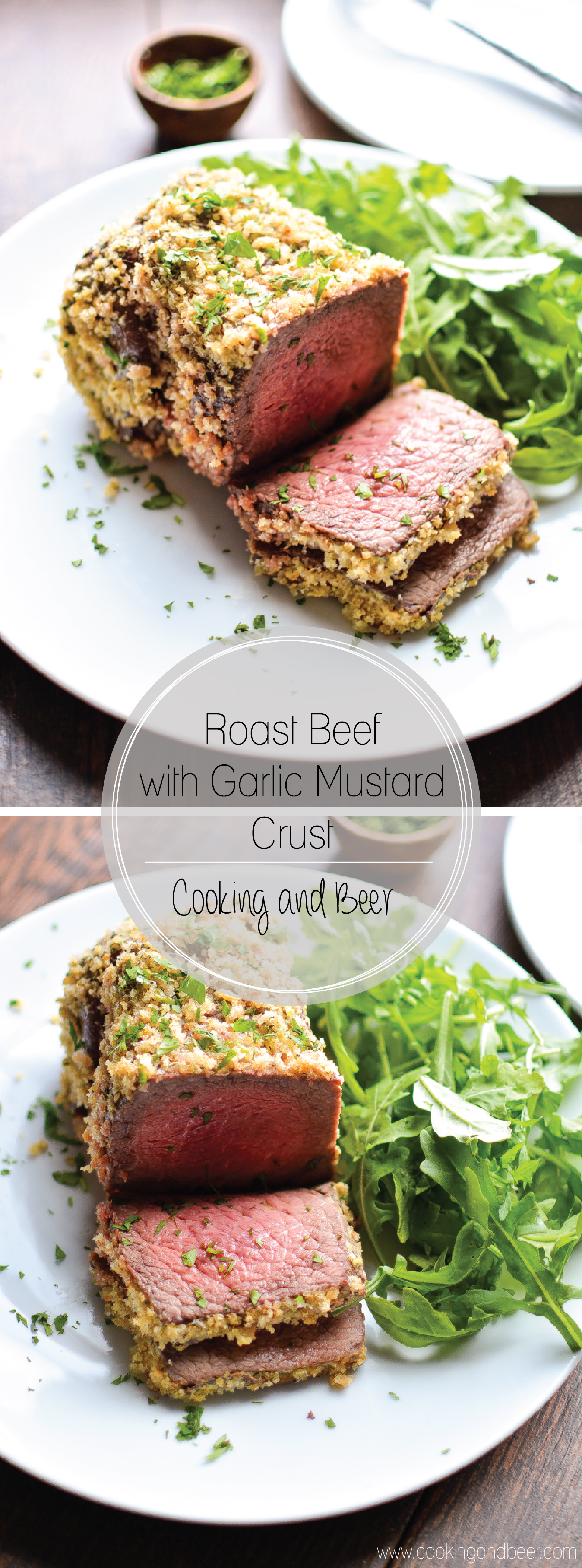 Roast Beef with Garlic Mustard Crust: a simple, yet comforting dinner recipe that's perfect for Sunday supper.